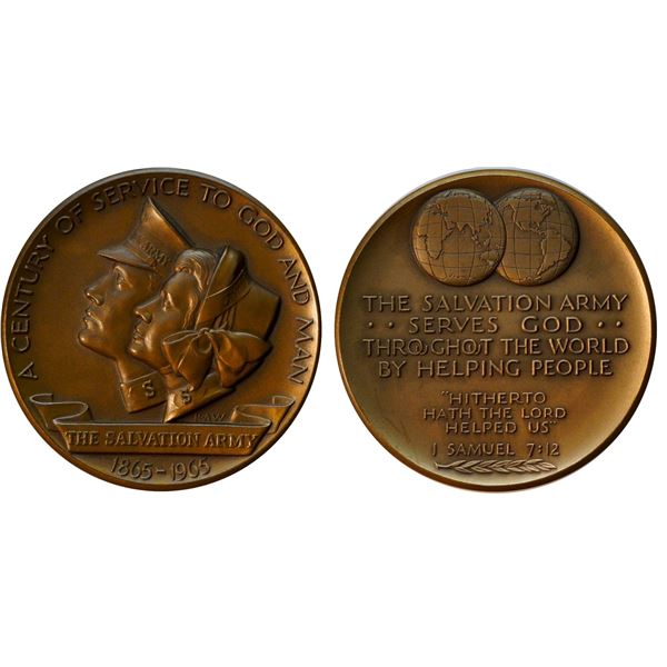 Medal;  1865-1965 Salvation Army ''A Century of Service To God and Man'' Bronze Medallion.