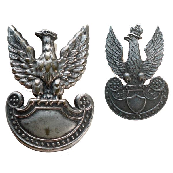 Militaria Insignia 1920-50;  Polish Army Cap & Shoulder Badges.  Lot of 2 pcs.  See Pic.