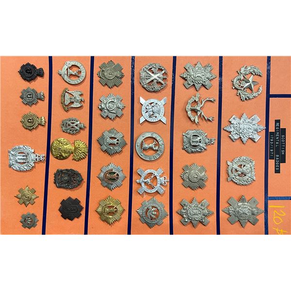 Militaria Insignia;  Collection of 28+ various Scottish Regimental badges WWI to WWII related w/poss