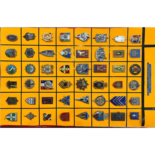 Militaria Insignia;  Collection of 48 various French Military badges & pins mainly WWII to Post War 