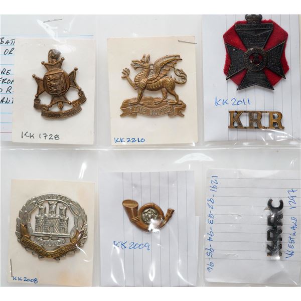 Militaria Insignia;  Collectors Lot of 24 various WWII United Kingdom Regimental badges from diverse