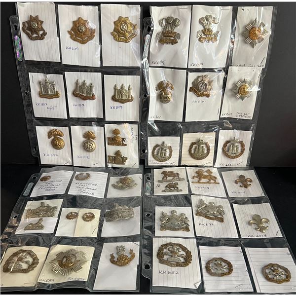 Militaria Insignia;  Collectors Lot of 30+ various WWII United Kingdom Regimental badges from divers