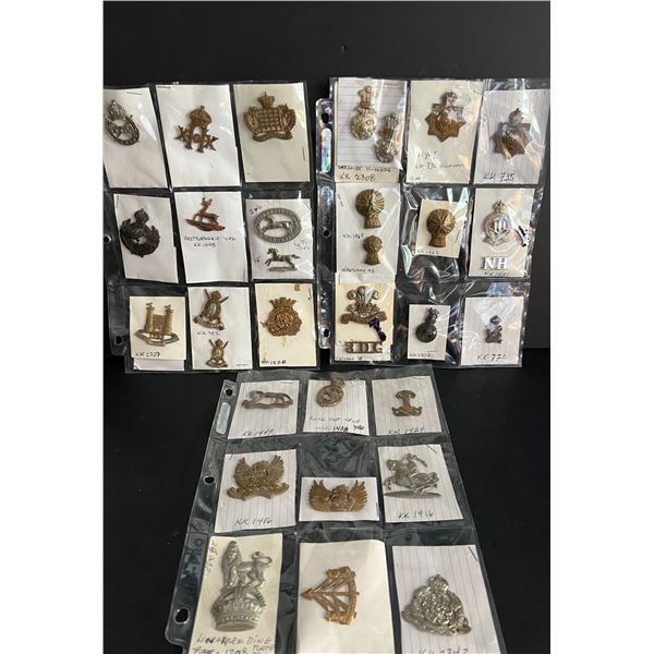 Militaria Insignia;  Collectors Lot of 28+ various WWII United Kingdom Regimental badges from divers