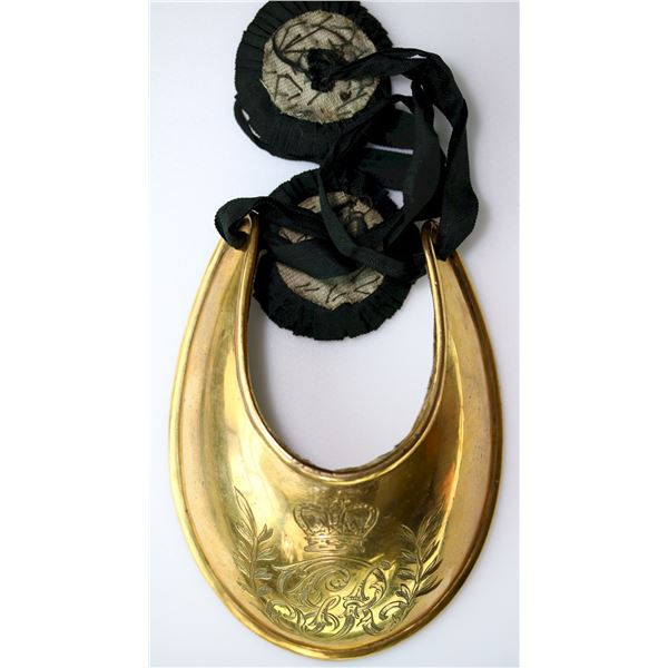 Militaria Dress;  Rare Victorian 1800's Copper Gilt Georgian Era Officer’s Gorget. bearing 