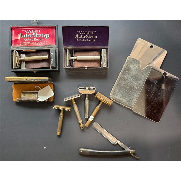 Vintage Razors;  Intriguing lot of 8 different 1930's & 1940's Men's razors.  Includes Valet Auto-St