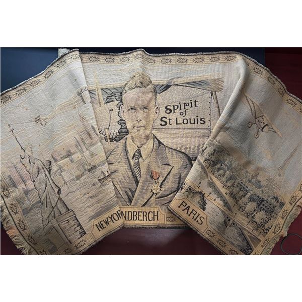 Vintage Charles Lindbergh Wall Tapestry 135'x 47.  French made in excellent condition.