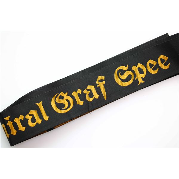Militaria Headgear;  German Panzerschiff Admiral Graf Spee tally.  Features (metalfaden) metal threa