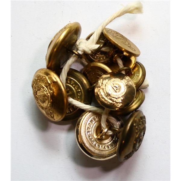 Militaria Dress Buttons;  Canadian Militia Pay Corps Grouping.  Lot of 35 buttons.