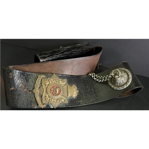 Militaria Dress;  Victorian Era Cross Belt & Pouch 19th Rifles of Canada.