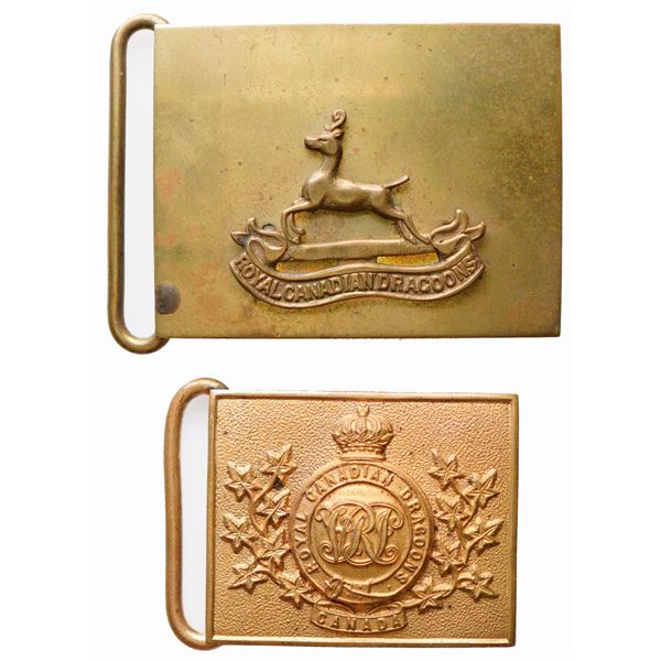 Militaria Belt Buckles;  Victorian Royal Canadian Dragoons & Post WW2 Royal Canadian Dragoons Belt B