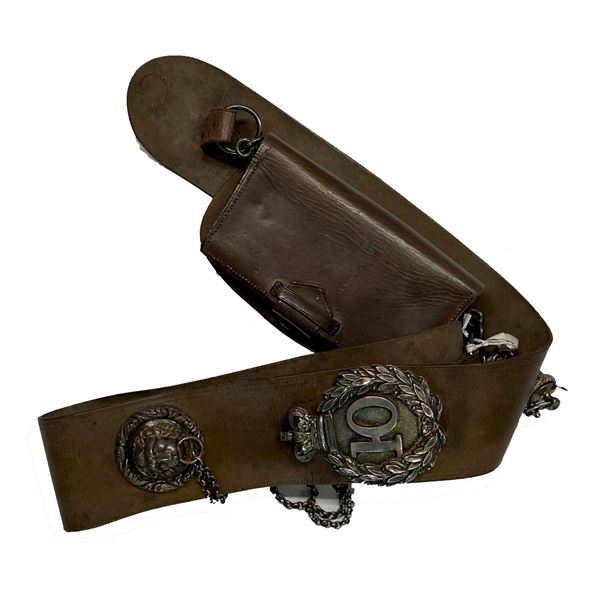 Militaria Dress Wear; Canadian Leather Cross Belt and Pouch w/Large Regimental Badge.  See Pic.