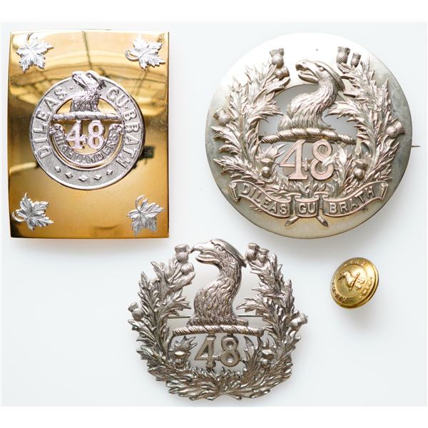 Militaria Belt Buckles;  C.E.F. WW1 - 48th Highlanders Belt Buckles(2). Button & large Broach type b