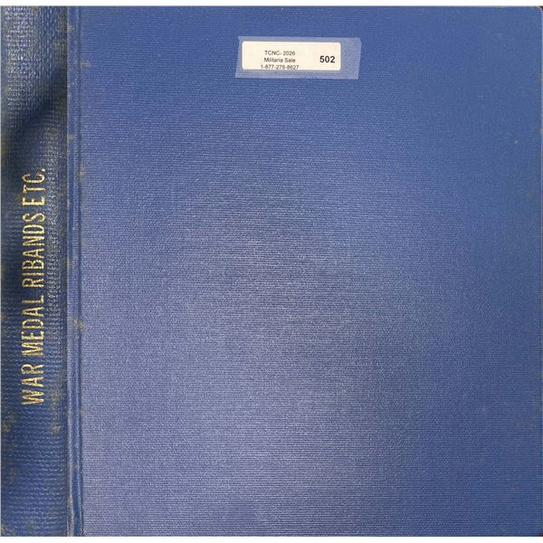 Militaria Literature;  War Medal Ribands Etc.  Blue hard cover issue.  Stamped Canadian Military Ins