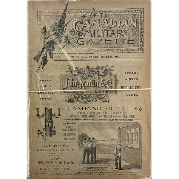 Militaria Literature  Pre WW1;  The Canadian Military Gazette dating 15th September. 1892. October. 