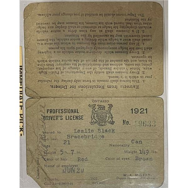 Vintage Documents;  Tranport documents includes Driver's license Travel Permit and more.  Dates earl