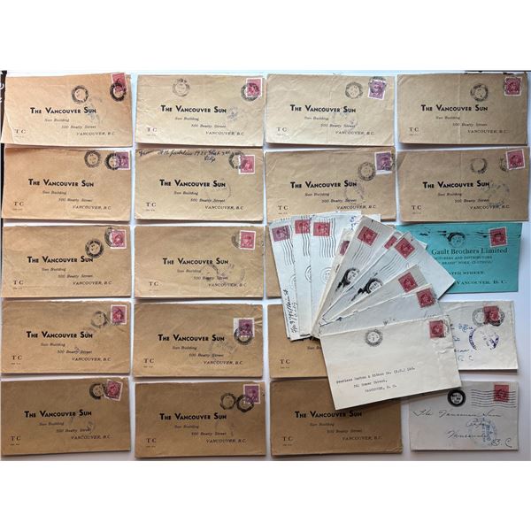 Militaria Ephemera;  Lot of 36 1943-1944 dated postal envelopes w/Blackout Cancels on front directly