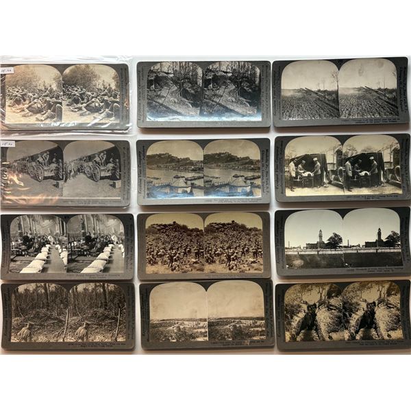 Militaria Photograhy;  Vintage Stereoview (stereographs) Cards.  Lot of 12 different issues from the
