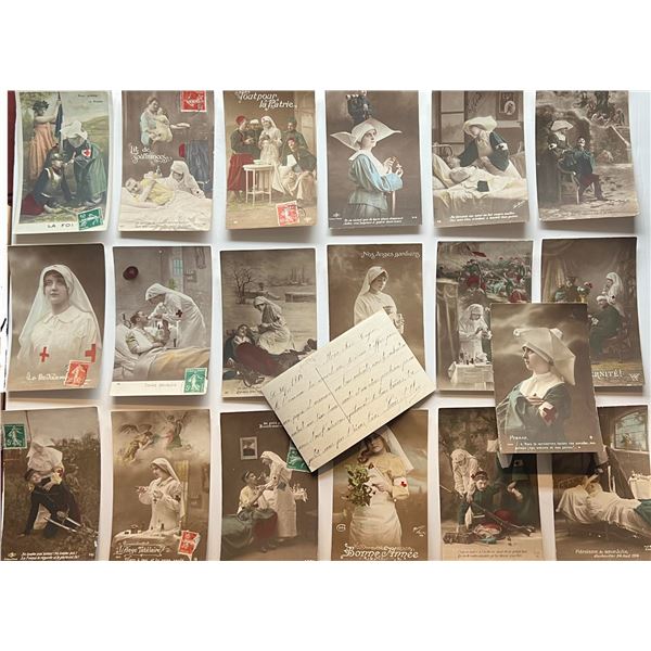 Militaria Vintage Postcards;  Intriguing lot of colourized and personalised (hand written messages) 