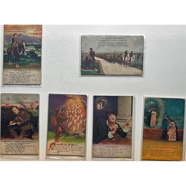 Militaria Vintage Postcards;  WW1 Bamford full coloured Postcards.  A nice mix of used and unused ex