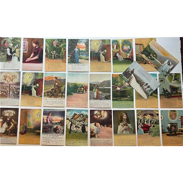 Militaria Vintage Postcards;  WW1 Bamford full coloured Postcards.  A nice mix of used and unused ex