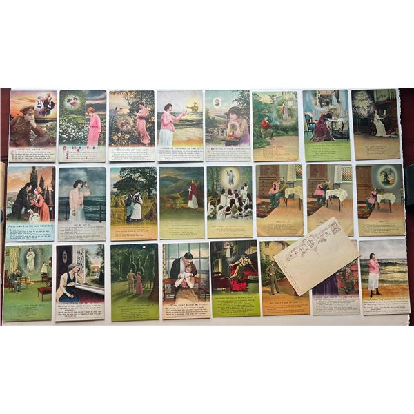 Militaria Vintage Postcards;  WW1 Bamford full coloured Postcards.  A nice mix of used and unused ex