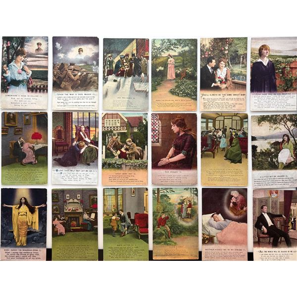 Militaria Vintage Postcards;  WW1 Bamford full coloured Postcards.  A nice mix of used and unused ex