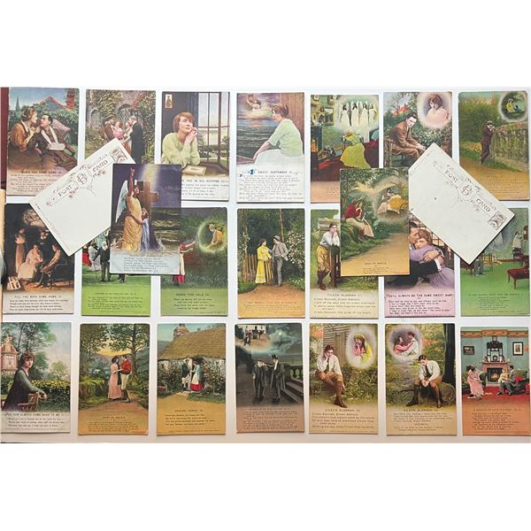 Militaria Vintage Postcards;  WW1 Bamford full coloured Postcards.  A nice mix of used and unused ex