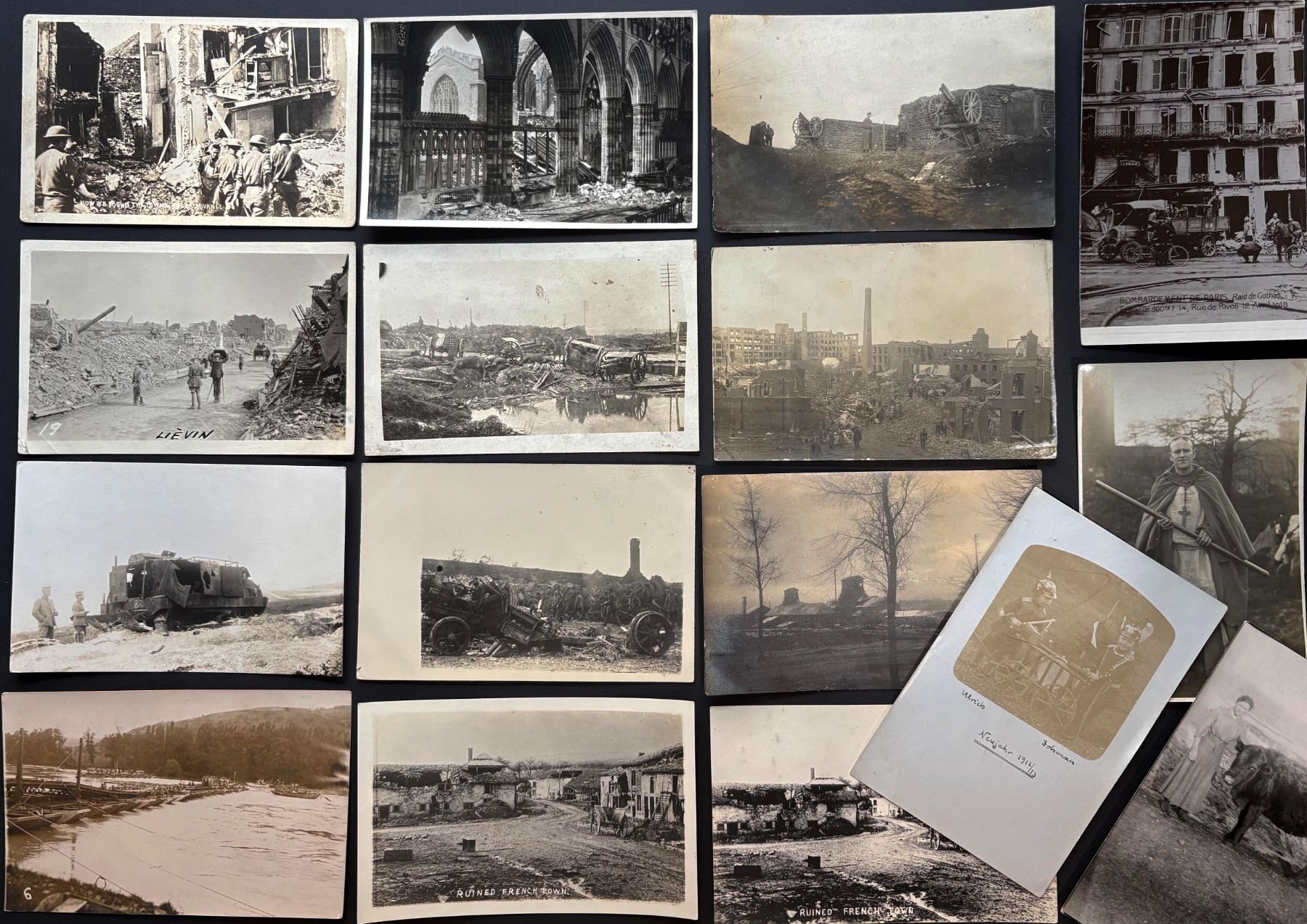 Vintage Postcards; Lot 56 various WW1 Postcards displaying real ...