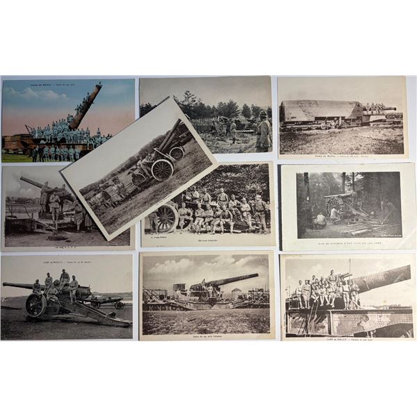 Vintage Postcards;  Lot 90+ various WW1 Postcards with images displaying various War Guns.   Lot of 