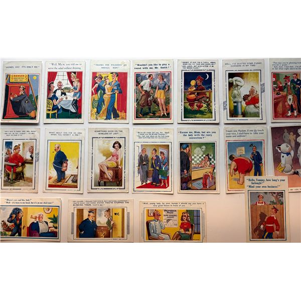 Vintage Postcards;  Lot 90+ various WW1/WW2 related Postcards with Comical/humour themes.   Lot of u