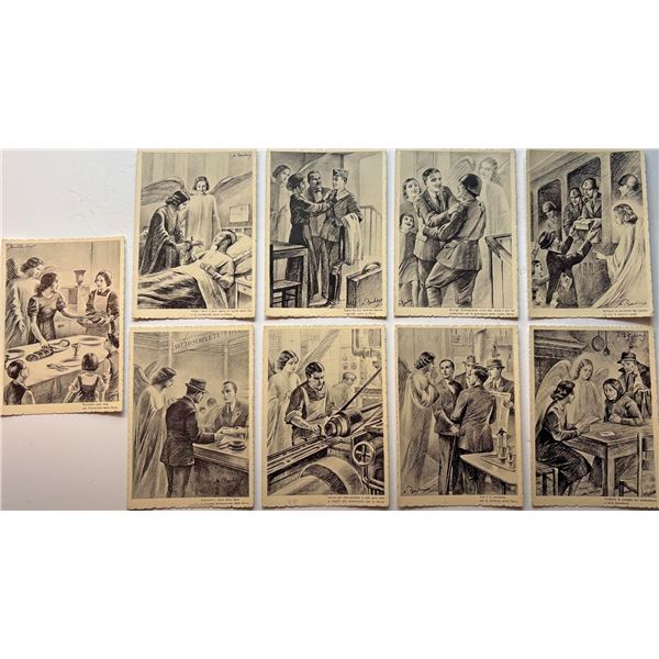 Vintage Postcards;  Lot 50+ various WW1 Postcards with a nice  mix of coloured. B&W issues Artist si