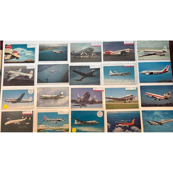 Vintage Postcards;  Lot of 70 Postcards illustrating various Aircrafts 1937 to Modern Era.