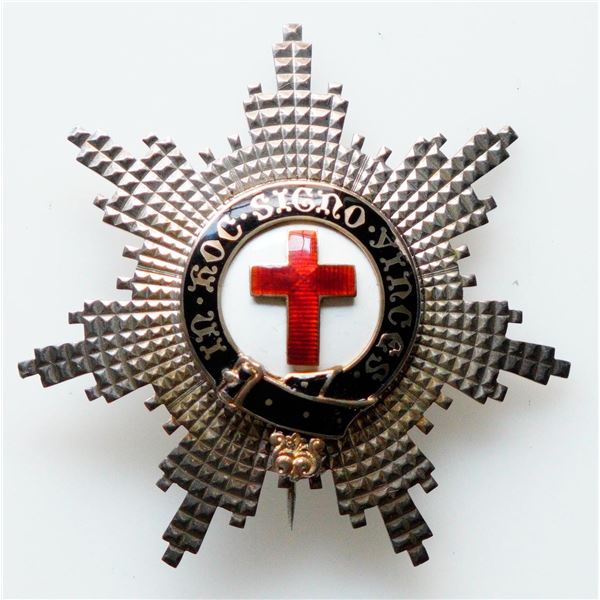 Masonic Knight's Templar Sterling Silver Star/enamel Breast Badge.  ''In Hoc Signo Vinces'' hallmark