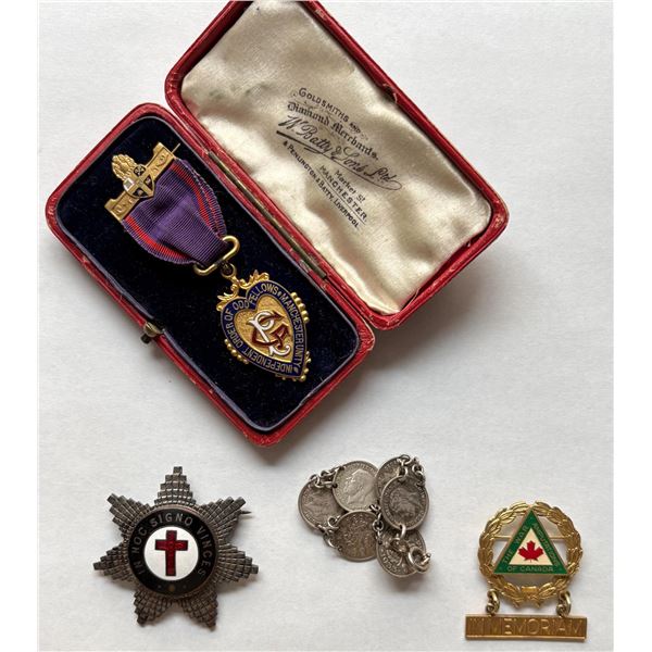 Masonic Badges;   includes Knight's Templar Breast Star Badge. Order of the Odd Fellows Badge to Fr.