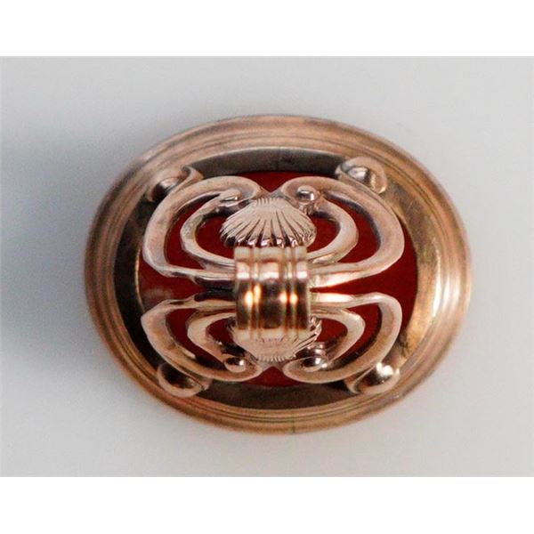 Vintage Victorian Gold Large Fob Seal.  Gold Plate. 20.80 grs including the red stone.  See Pic.