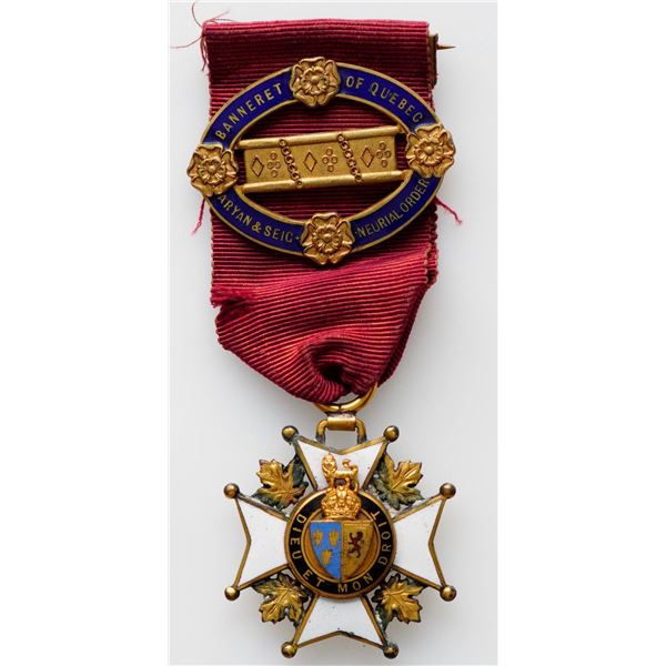 Medal;  The Order of the Empire Aryan and Seigneurial w/clasp BANNARET OF QUEBEC / ARYAN & SEIC / NE