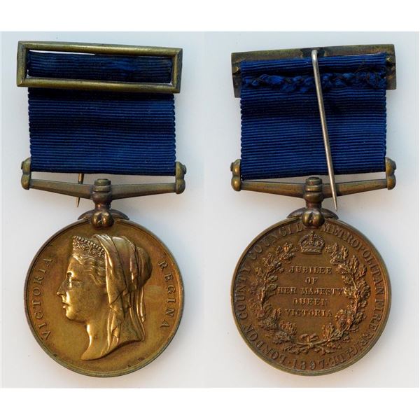 Medal;  British Jubilee Police Medal 1897 to ''GEORGE DOWNS'' London County Council Metropolitain Fi