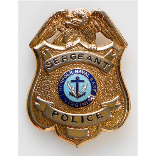 Police Badge;  USA Sergeant Police Badge - Norfolk Naval Base Virginia.