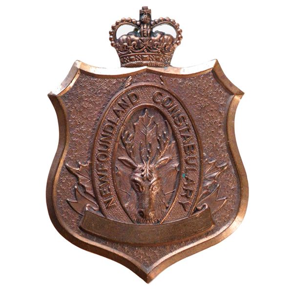 Police Badge;  Newfoundland Constabulary Large Bronze un attributed Badge.