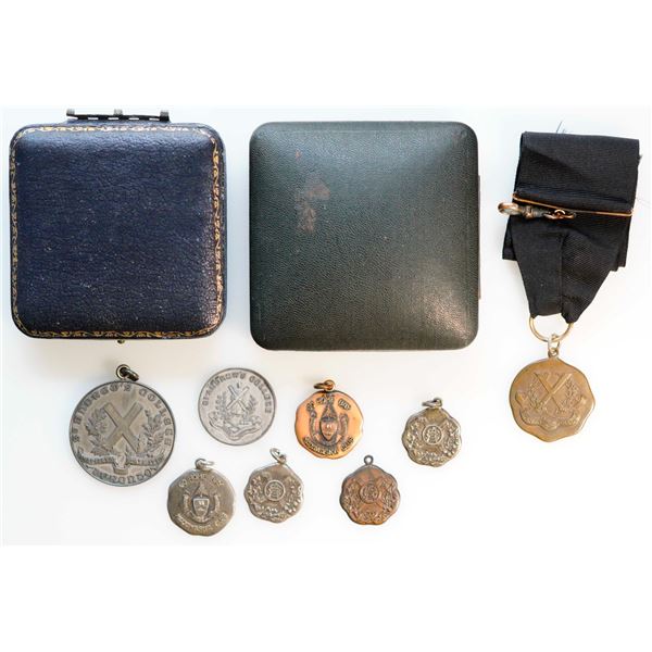 Medals;  Grouping of 8 various association and sports related medals all to '' G. De B. Robinson dat
