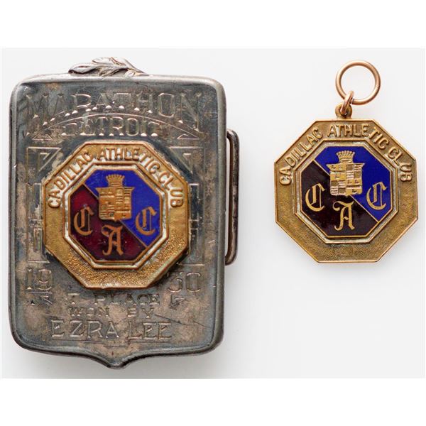 Vintage Sports Medals;  Catholic Athletic Club Sports medal & buckle - Detroit Marathon dating early