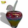 Image 2 : Jan Benda Krystyna Glass Iridescent Apple Paperweight Signed Pink Green Canadian Glass Artist