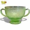 Image 3 : Set of 5 Hazel Atlas Florentine No. 1 Open Sugar Bowls Green Depression Uranium Glass UV Reactive