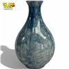 Image 1 : Marbled Blue Ceramic Vase with Glossy Glaze Clover-style Maker's Stamp