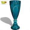 Image 1 : Tall Blue Footed Glass Trophy Vase 28 Inches Mid-century Design Art Glass