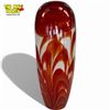 Image 1 : Waterford Evolution Red & Amber Ginger Feather Swirl Vase 14.5 Inch Art Glass
