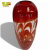 Image 2 : Waterford Evolution Red & Amber Ginger Feather Swirl Vase 14.5 Inch Art Glass