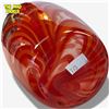 Image 3 : Waterford Evolution Red & Amber Ginger Feather Swirl Vase 14.5 Inch Art Glass