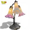 Image 1 : Meyda Tiffany Style Pond Lily 3-light Accent Lamp Mahogany Bronze Pink/white Glass Shades