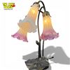 Image 2 : Meyda Tiffany Style Pond Lily 3-light Accent Lamp Mahogany Bronze Pink/white Glass Shades